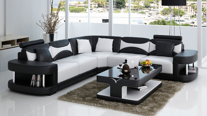Design Corner sofa Leather Sofa Couch Upholstery Corner Seat Living landscape Suite