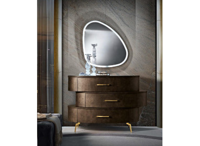 Chest of drawers with Mirror Chests of drawers Bedroom Wardrobe Wood Modern Design Brown Set
