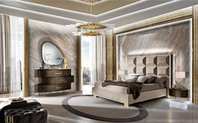 Modern Bed Luxury Beds Chesterfield Furniture Baroque Hotel Textile Bedroom