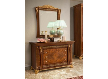 Chests of drawers set Italian furniture 2 pieces. Solid wood chest of drawers with mirror sideboard