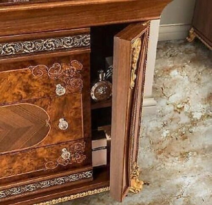 Chests of drawers set Italian furniture 2 pieces. Solid wood chest of drawers with mirror sideboard