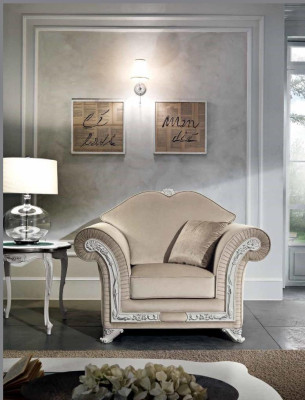 Armchair Luxury Classic r Single Seater Wood Beige Armchair Living room Furniture Italy