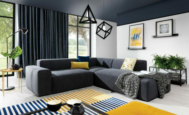 Corner sofa L-shape Sofa Living landscape Suite Upholstery Fabric Design Modern