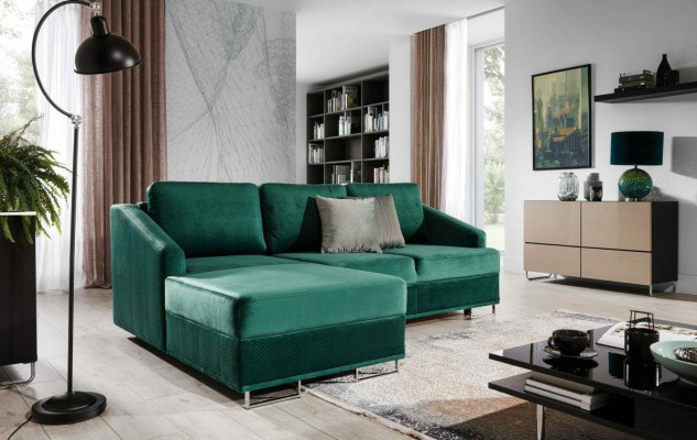 Luxury Corner sofa Couch - Emerald Green Sofa Upholstery Corner suite Bed function new