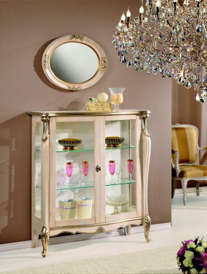 Furniture Wood Style Baroque Display Case Glass Cabinet Chest of Drawers Cabinets Italian