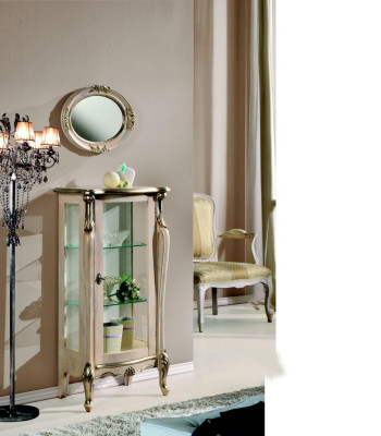 Furniture Wood Style Baroque Shelves Glass Cabinet Display Case Glass Cabinet Italian Furniture