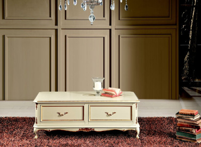 Wood Italian Furniture Baroque Style Luxury White Coffee table Living room Table new