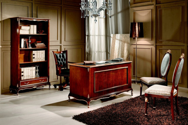Wood Luxury Furniture Classic s Bookshelf in Baroque style with 1 drawer and shelves