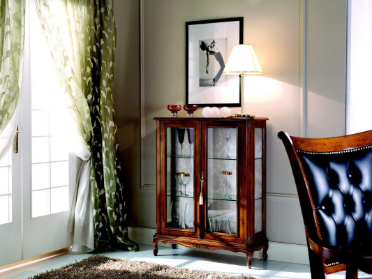 Designer Non Display Case Wood Brown Sideboard Glass Doors Luxury Italian Furniture