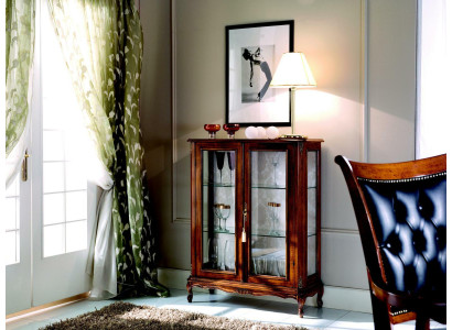Designer Non Display Case Wood Brown Sideboard Glass Doors Luxury Italian Furniture