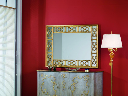 Classic r Designer Mirror Wall mirror Baroque Rococo 150x114cm Wood Frame