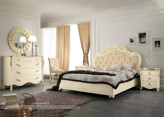 Bed Beige Wooden bed Bedroom Design Beds Italian Art Deco Italy new