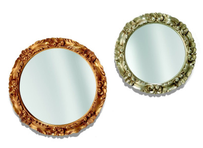 Classic r Wall mirror Wooden Frame Mirror Furniture Round 65cm Glass Design Round new