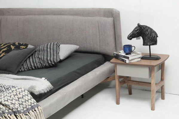 Suite Bedroom Double bed Bed Bedside tables Gray Set 3pcs Fabric