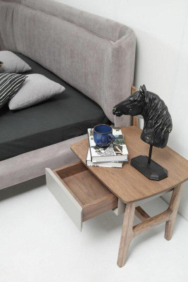 Suite Bedroom Double bed Bed Bedside tables Gray Set 3pcs Fabric