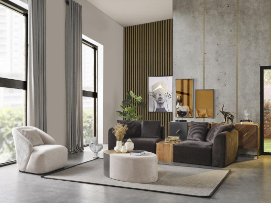 Sofa set 4 Seater Armchair Four Seater Sofa Modern Black Fabric new