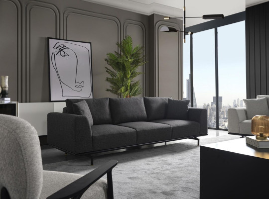 Sofa set Sofa 4 Seater Four Seater Armchair Set Fabric Modern Gray