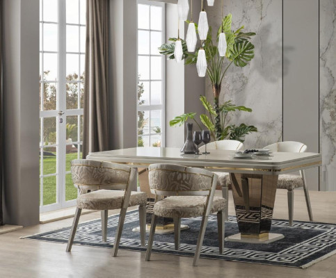 Dining corner luxury dining set Dining room Dining table Suite Chairs Beige 5 pieces