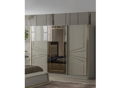 Luxury Wardrobe Wooden Cabinet Wardrobe Bedroom Cabinets Beige
