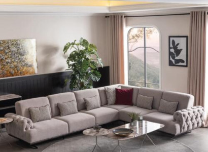 Corner sofa 2x Coffee table Corner Suite Table Living landscape L-shape Furniture