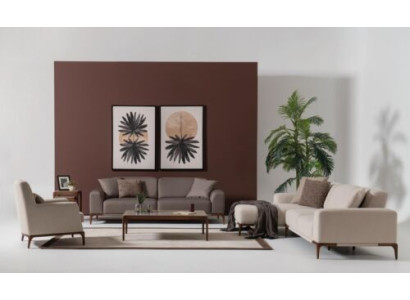 Living room Corner sofa L-shape Sofa 3 Armchair Coffee table 2x Side tables Set