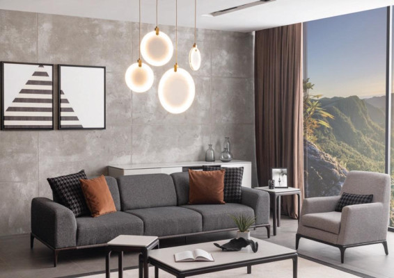 Living room Sofa set 4 Seater Coffee table 2x Side tables Luxury sofa