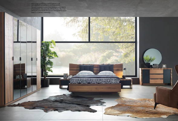 Bedroom Suite Bed 2x Bedside table Set Furniture new 3pcs. new brown