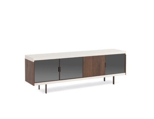 Lowboard TV-cabinet Shelf Sideboard TV-cabinet Design Luxury Wood White Furniture 225cm