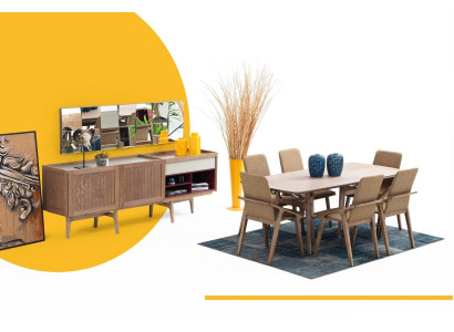Dining room Group Dining table Chairs Table Wood Set 7pcs Brown Tables new