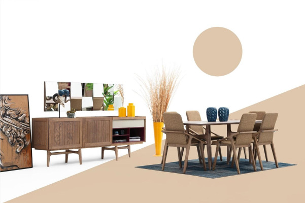 Dining room Group Dining table Chairs Table Wood Set 7pcs Brown Tables new