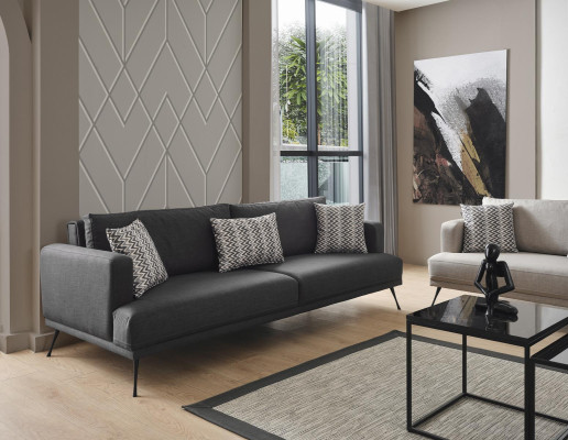 Complete e Couch Set Sofa Set 431 Seater Gray Fabric Modern Set