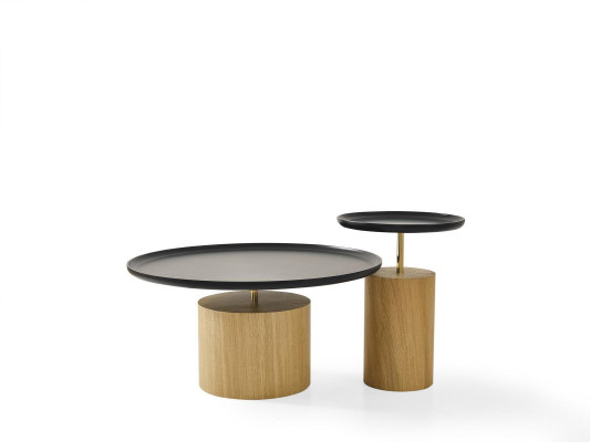 Side table Table Wood Side Designer Furniture Black Round Table