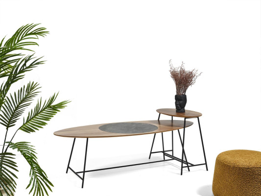 Modern Table Coffee table Side table Design Living room Wood Oval 2-piece.
