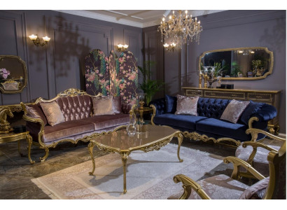 Luxury sofa set 3+3+1+1 seater coffee table side table armchair set 6 pieces.