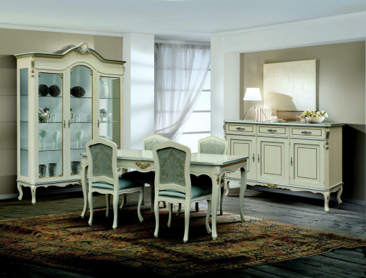 Luxury Dining room Set Suite 5pcs White Wood Furniture 4x Chair Table Style Baroque new