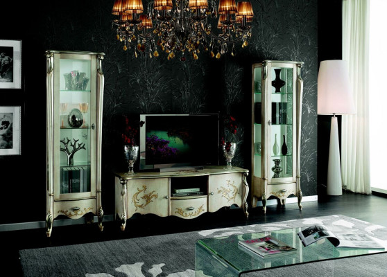 Chic set suite 3-piece TV cabinet with 2x display case Italian furniture classic style