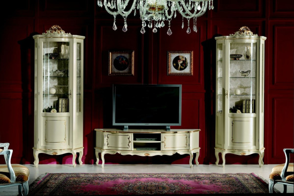 Design Set Suite 3-piece TV cabinet with 2x Display case Italian luxury furniture baroque style