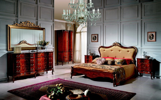 Set 3 pieces Bedroom Suite Bed 2x Bedside table Italian Baroque Furniture new