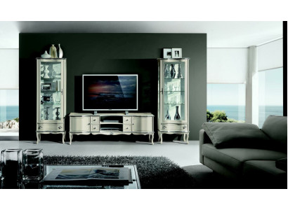 Chic set suite 3-piece TV cabinet with 2x display case Italian furniture wall unit wardrobe