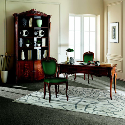 Italian Style Furniture Office Furnishings Desk Table Armchair Set 3pcs.