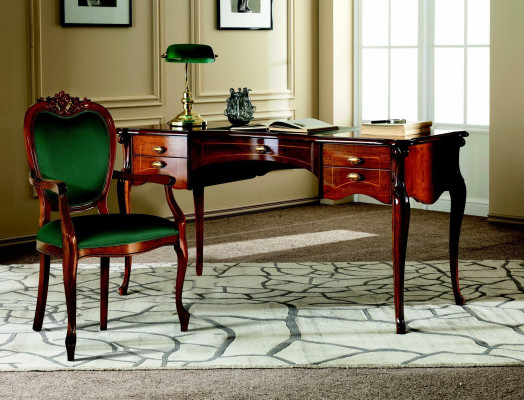 Italian Style Furniture Office Furnishings Desk Table Armchair Set 3pcs.