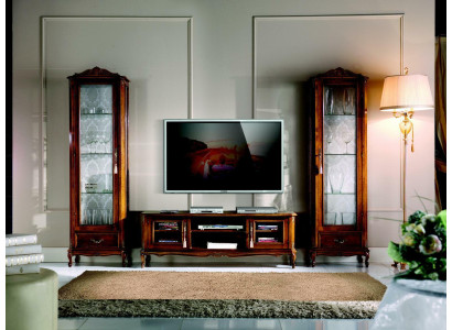 Wall unit 3-piece TV cabinet 2x display case design Italian furniture living room baroque style