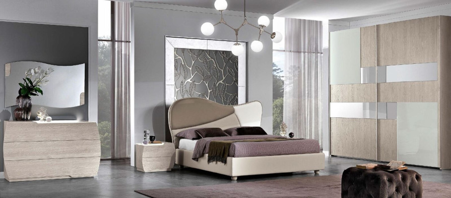 Set 6 pieces Bedroom Bed Bedside table Chest of drawers Mirror Wardrobe Suite