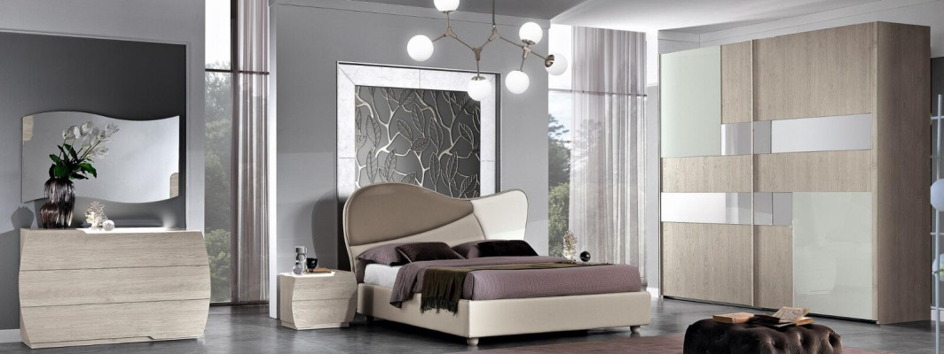 Bedroom Complete Set Royal Modern Bed Wardrobe Bedside table 5-piece