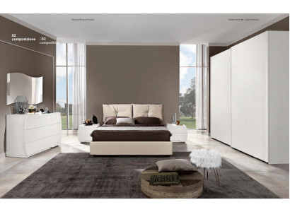 Luxury set 6 pieces. Bedroom Bed Bedside table Chest of drawers Mirror Wardrobe Wood
