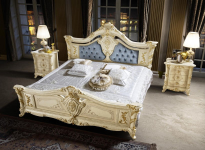 Bed Bedroom Set Furniture Art Deco Luxury Beds 2x Bedside table 3-piece.