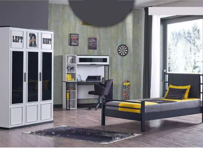 Childrens room Bedroom Furniture Complete room Youth room Black White 3pcs.