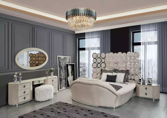 Designer bed luxury textile beds Bedroom Double bed 200x200cm bed frame