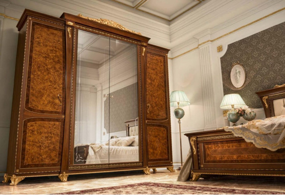 Wardrobe Wooden Cabinet Wardrobe Solid Bedroom Furniture Italy Real wood