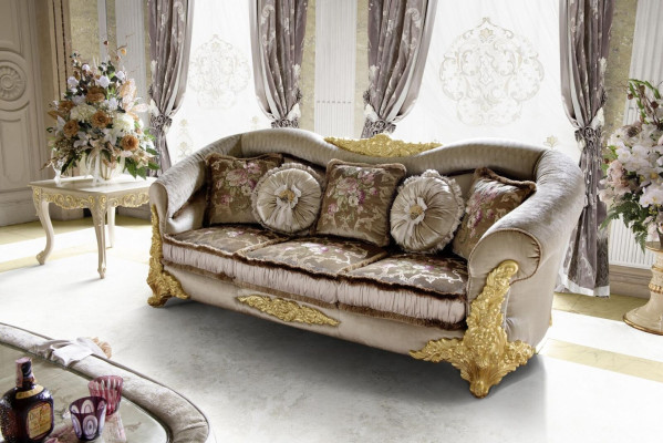 Furniture Textile Sofa Baroque 3 Seat Classic r Three-Seater Sofa Couch Upholstery